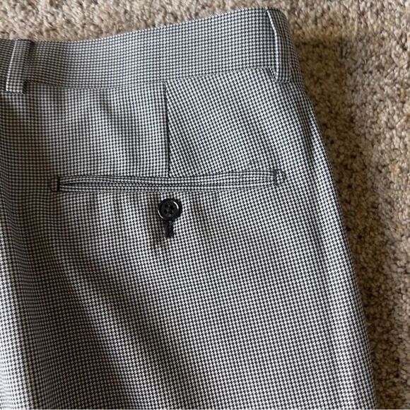 Tiglio Luxe 2560 Flat Front Houndstooth Italy Wool Cuffed Dress Pants Size 38 - Picture 6 of 6